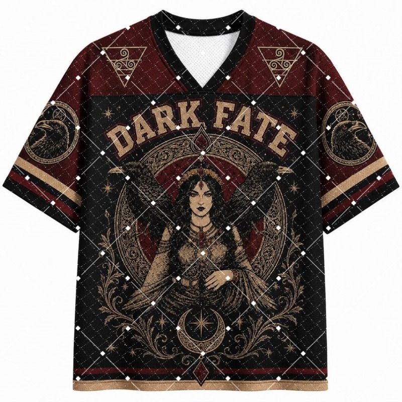 Street Fashion Mood - Dark Fate Witch Raven Print V‑Neck