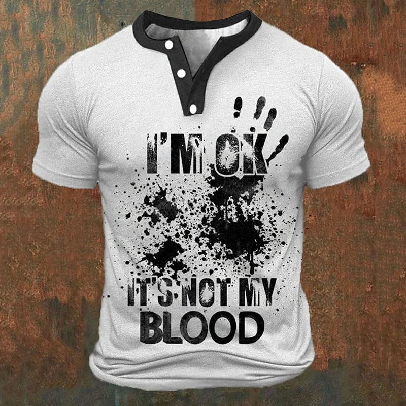 Street Fashion China - Funny 3D Letter Print Men's Henley