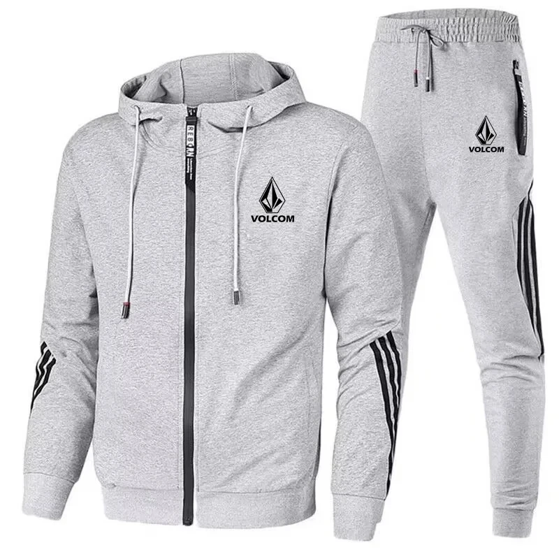 Street Fashion Winter - Fashion Side Stripes Zip Hood Tracksuit