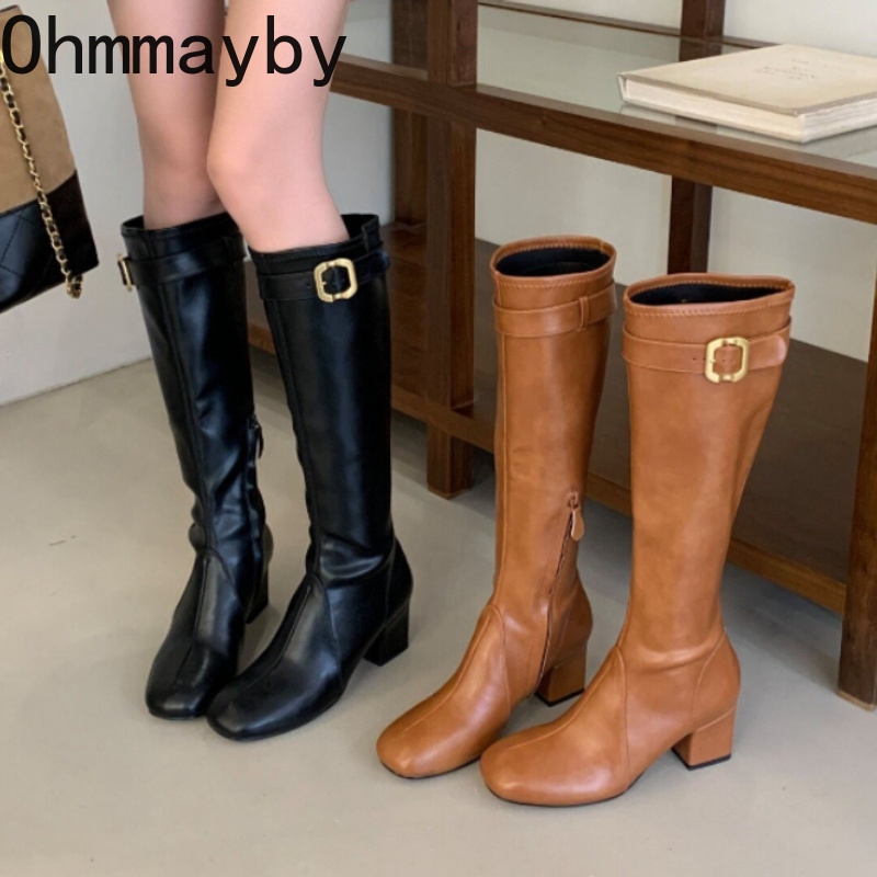 Women Retro Square Toe Knee Hi - Street Fashion Winter review and price