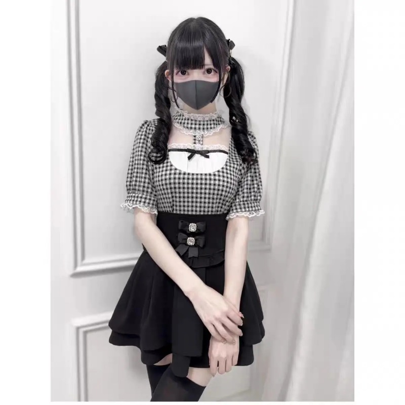 Gothic Sweet Ruffle Lace Plaid - Street Fashion China Girl review and price