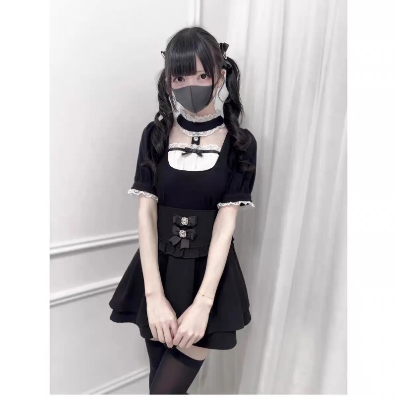 Gothic Sweet Ruffle Lace Plaid - Street Fashion China Girl review and price